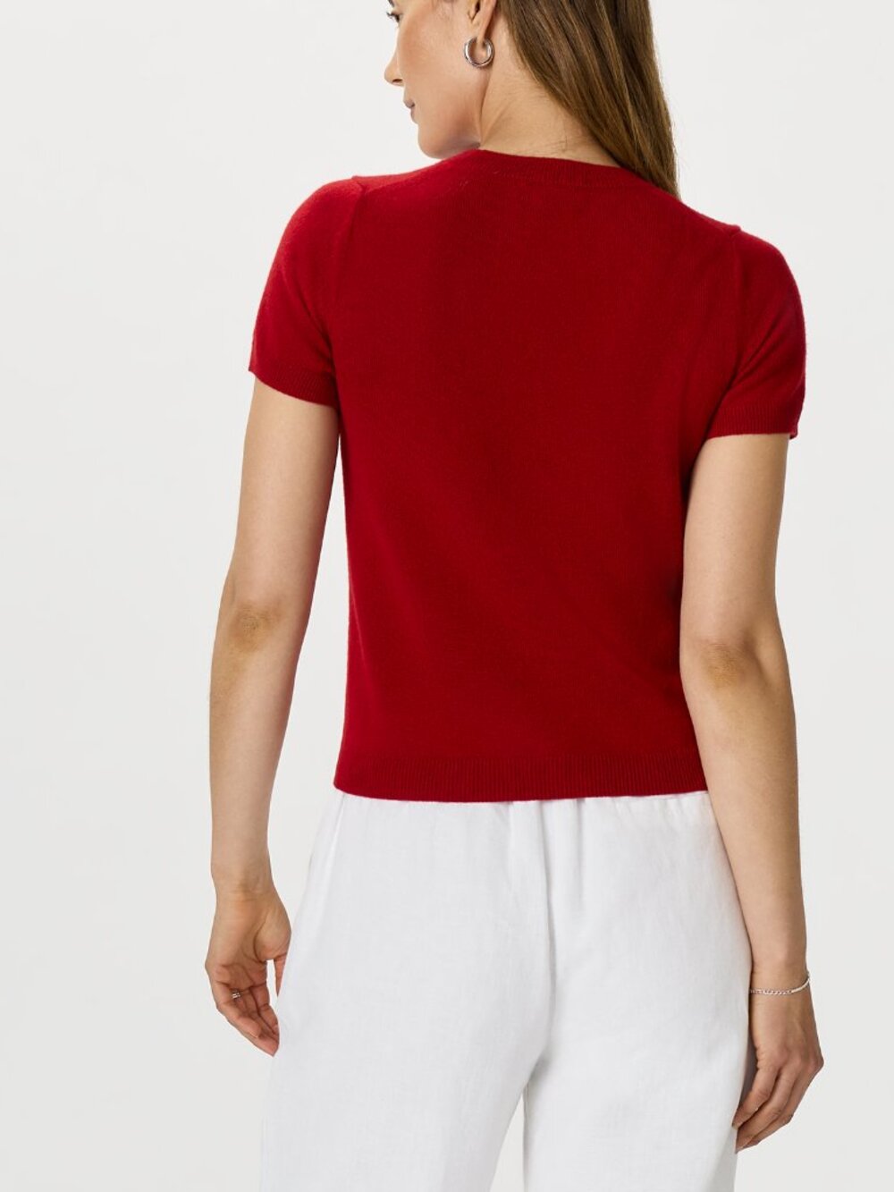 Mongolian Cashmere Tee in Varsity Red - Picture 3 of 8